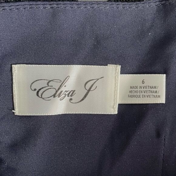 Eliza J Lace Asymmetric Cocktail Dress Navy Size 6 - Picture 6 of 12